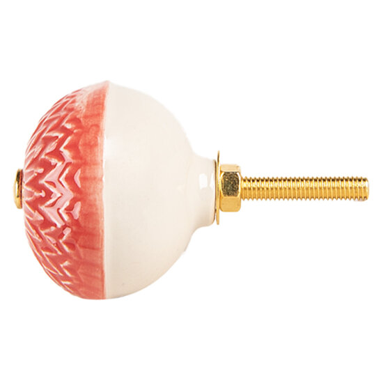 Clayre &amp; Eef   | Deurknop Rood Beige &oslash; 4x3 cm / S3 cm | 66273