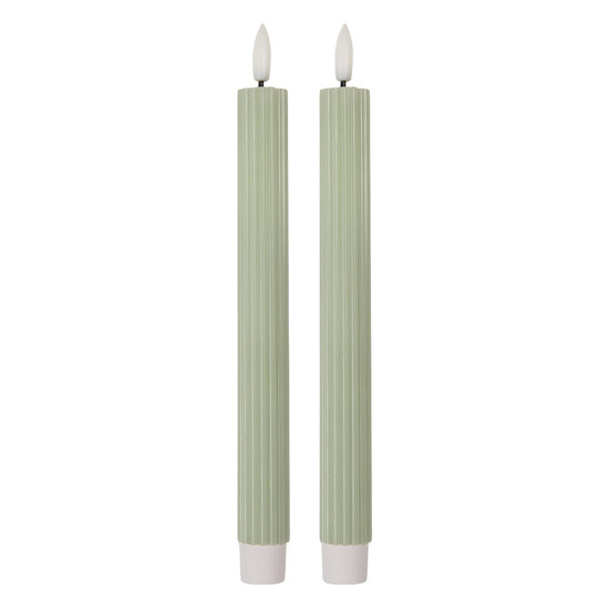 Clayre &amp; Eef   | Kaars met LED set van 2 Groen &oslash; 2x25 cm / 2xAAA | 6CA0002GR