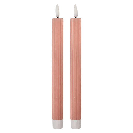 Clayre &amp; Eef   | Kaars met LED set van 2 Roze &oslash; 2x25 cm / 2xAAA | 6CA0002P