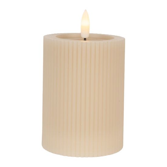Clayre &amp; Eef   | Kaars met LED Beige &oslash; 8x13 cm / 2xAA | 6CA0003BE