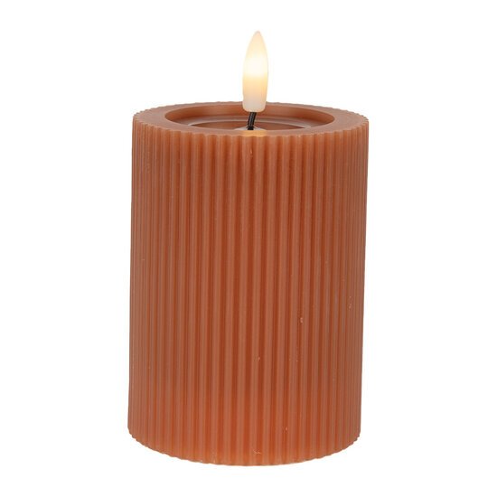 Clayre &amp; Eef   | Kaars met LED Bruin &oslash; 8x13 cm / 2xAA | 6CA0003CH