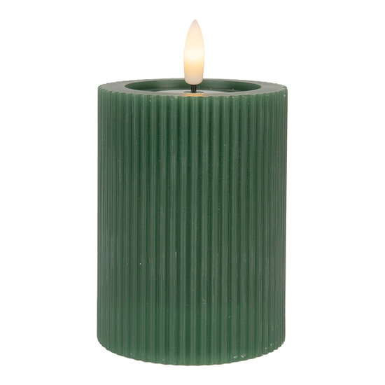 Clayre &amp; Eef   | Kaars met LED Groen &oslash; 8x13 cm / 2xAA | 6CA0003DGR