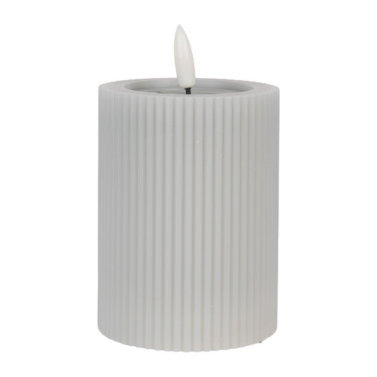 Clayre &amp; Eef   | Kaars met LED Grijs &oslash; 8x13 cm / 2xAA | 6CA0003G
