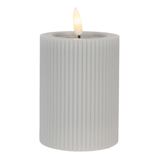 Clayre &amp; Eef   | Kaars met LED Grijs &oslash; 8x13 cm / 2xAA | 6CA0003G