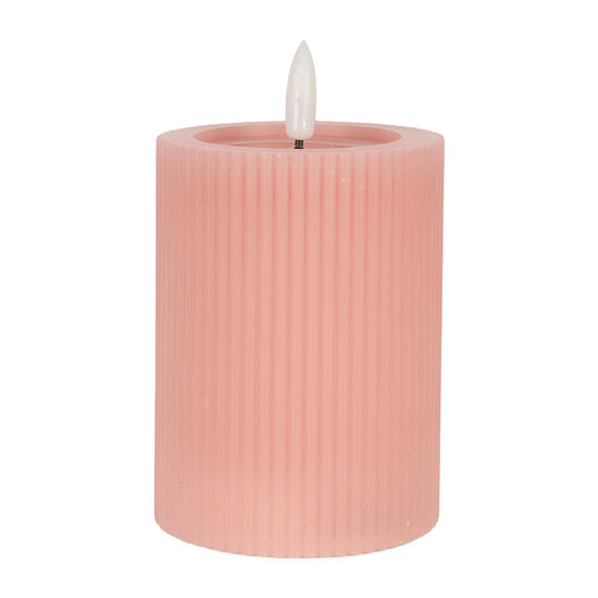 Clayre &amp; Eef   | Kaars met LED Roze &oslash; 8x13 cm / 2xAA | 6CA0003P