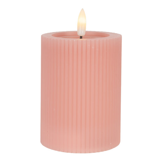 Clayre &amp; Eef   | Kaars met LED Roze &oslash; 8x13 cm / 2xAA | 6CA0003P