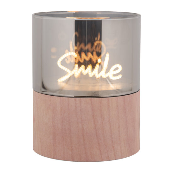 Clayre &amp; Eef   | Waxinelichthouder met LED Bruin &oslash; 8x10 cm / 3xAAA | 6CA0006