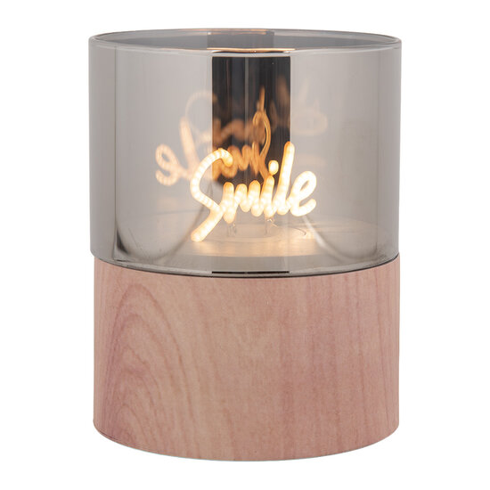 Clayre &amp; Eef   | Waxinelichthouder met LED Bruin &oslash; 8x10 cm / 3xAAA | 6CA0006