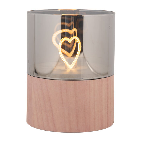 Clayre &amp; Eef   | Waxinelichthouder met LED Bruin &oslash; 8x10 cm / 3xAAA | 6CA0007