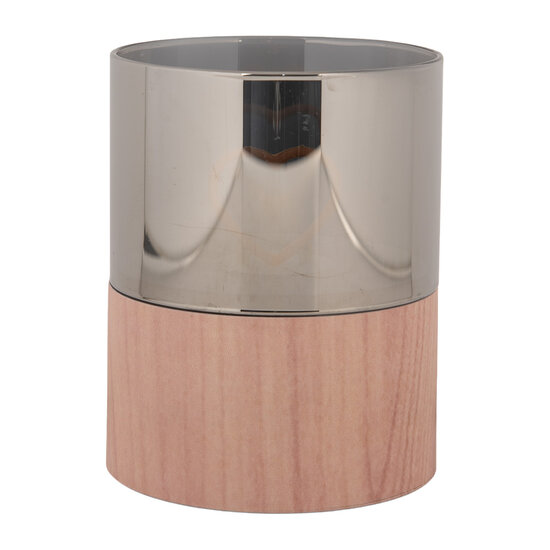 Clayre &amp; Eef   | Waxinelichthouder met LED Bruin &oslash; 8x10 cm / 3xAAA | 6CA0007