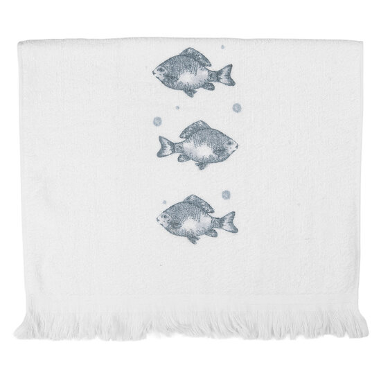 Clayre &amp; Eef   | Gastendoekje Wit Blauw 40x66 cm | CT034