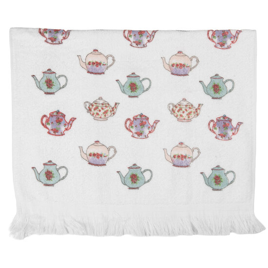 Clayre &amp; Eef   | Gastendoekje Wit Blauw 40x66 cm | CT035