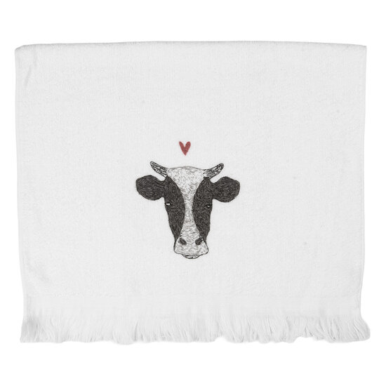 Clayre &amp; Eef   | Gastendoekje Wit Zwart 40x66 cm | CT036