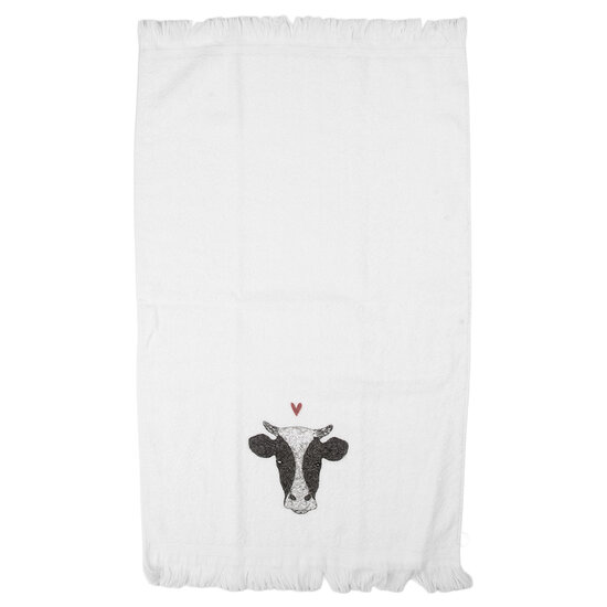 Clayre &amp; Eef   | Gastendoekje Wit Zwart 40x66 cm | CT036