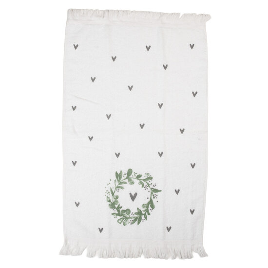 Clayre &amp; Eef   | Gastendoekje Wit Groen 40x66 cm | CTLNL