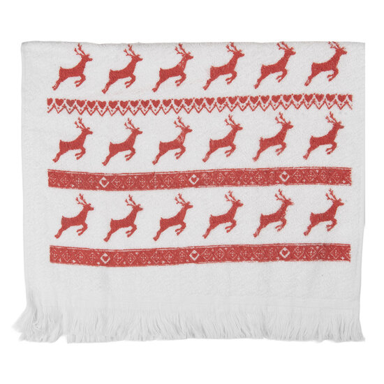 Clayre &amp; Eef   | Gastendoekje Wit Rood 40x66 cm | CTNOC-1