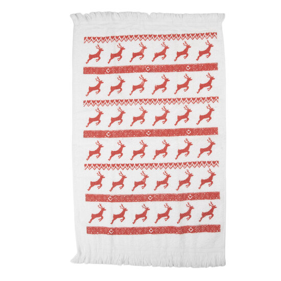 Clayre &amp; Eef   | Gastendoekje Wit Rood 40x66 cm | CTNOC-1