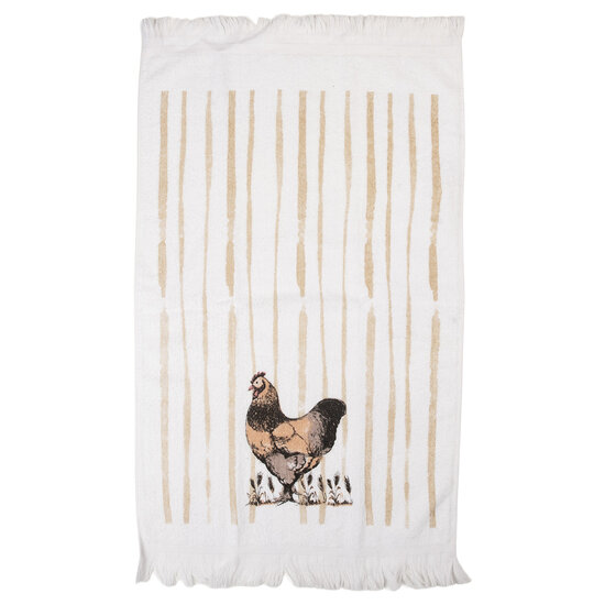Clayre &amp; Eef   | Gastendoekje Wit Bruin 40x66 cm | CTRFL-1