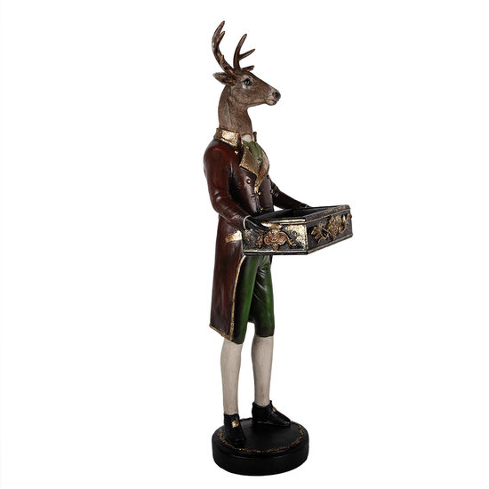 Clayre &amp; Eef   | Decoratie beeld Rendier Bruin Rood 32x31x96 cm | 5PR0171