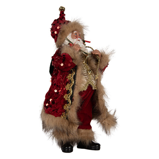 Clayre & Eef | Kerstdecoratie Kerstman Rood 16x12x31 cm | 66322
