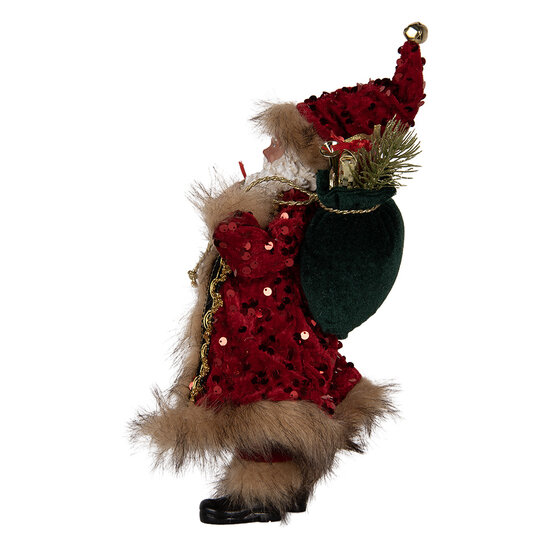 Clayre & Eef | Kerstdecoratie Kerstman Rood 16x12x31 cm | 66322