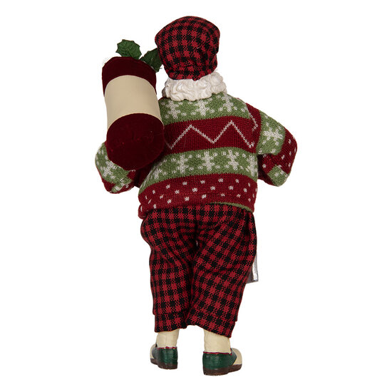 Clayre & Eef | Kerstdecoratie Kerstman Rood 16x11x28 cm | 66323