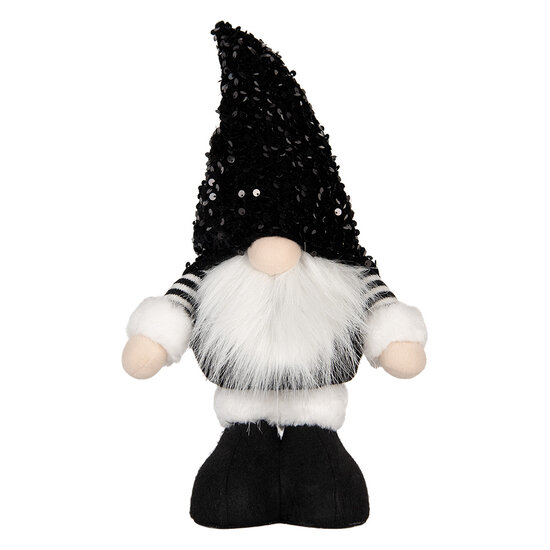 Clayre & Eef | Decoratie Beeld Kabouter met LED Zwart wit 10x15x38 cm | 66326