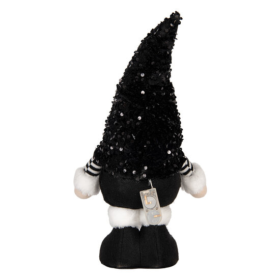 Clayre & Eef | Decoratie Beeld Kabouter met LED Zwart wit 10x15x38 cm | 66326