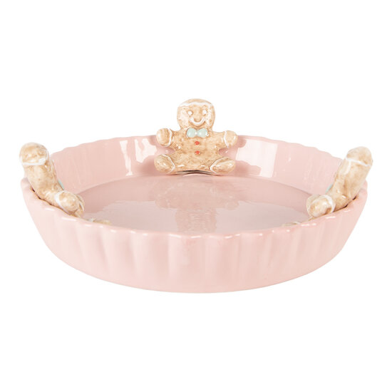 Clayre & Eef | Serveerschaal Roze Bruin ø 23x7 cm | 6CE1857P