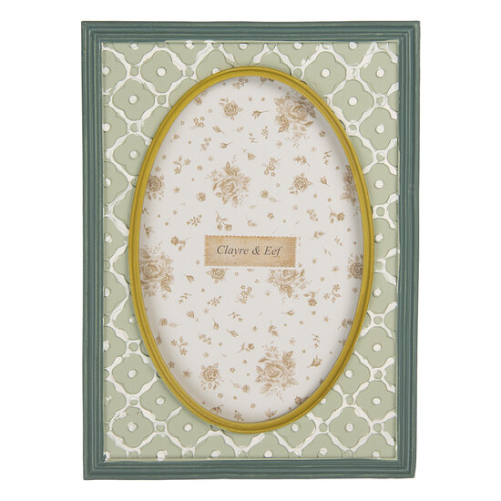 Clayre &amp; Eef   | Fotolijst Groen Wit 14x2x19 cm / 10x15 cm | 2F1347