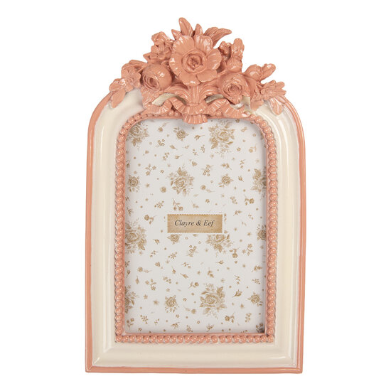 Clayre & Eef | Fotolijst Roze Wit 14x3x23 cm / 10x15 cm | 2F1356
