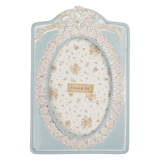 Clayre & Eef | Fotolijst Blauw Beige 14x2x21 cm / 10x15 cm | 2F1358