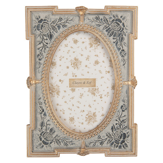 Clayre &amp; Eef   | Fotolijst Blauw Goudkleurig 15x2x21 cm / 10x15 cm | 2F1365S