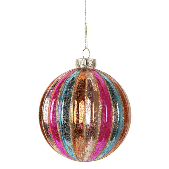 Clayre & Eef | Kerstbal Meerkleurig ø 10x11 cm | 6GL5176
