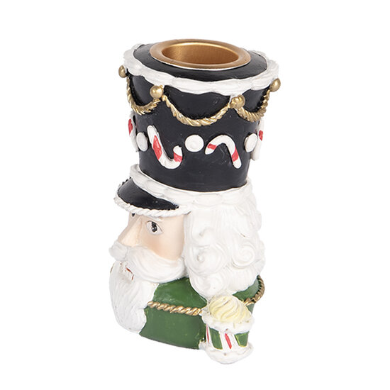 Clayre & Eef | Kandelaar Notenkraker Groen Wit 8x6x9 cm | 6PR5541