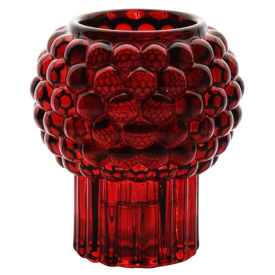 Dekoratief | Theelichthouder op voet &#039;Bulbs&#039;, rood, glas, 8x8x9cm | A255986