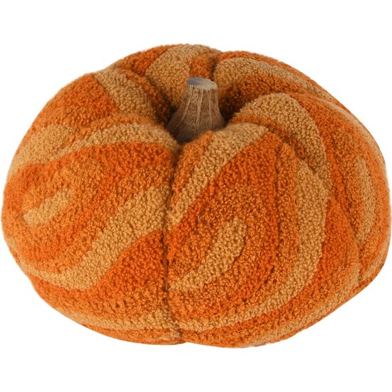 Dekoratief | Deco pompoen, oranje/naturel, stof/hout, 20x20x5cm | A258109