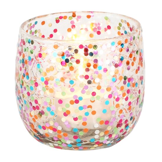 Dekoratief | Theelichthouder &#039;Color Fest&#039;, glas, 8x8x8cm | A258171