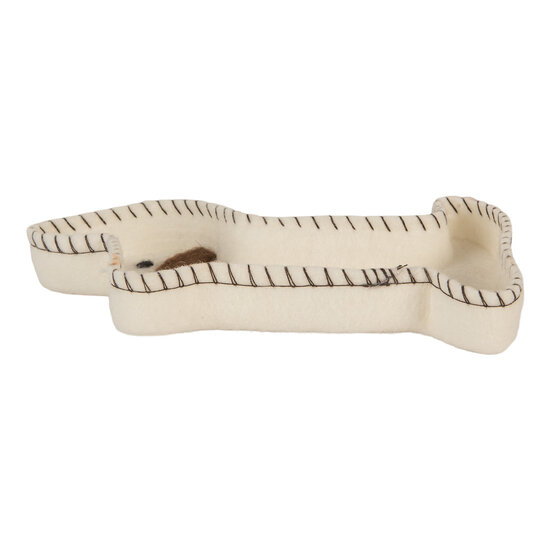 Clayre & Eef | Vilten schaal hond Wit Bruin 20x13x3 cm | 66287