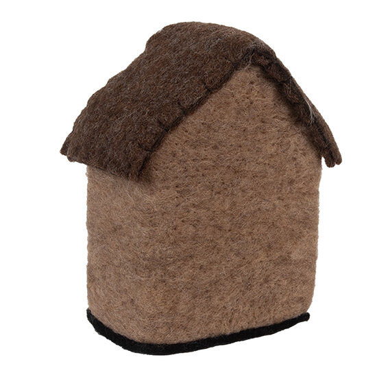 Clayre & Eef | Vilten Huis Bruin Wit 12x7x14 cm | 66297