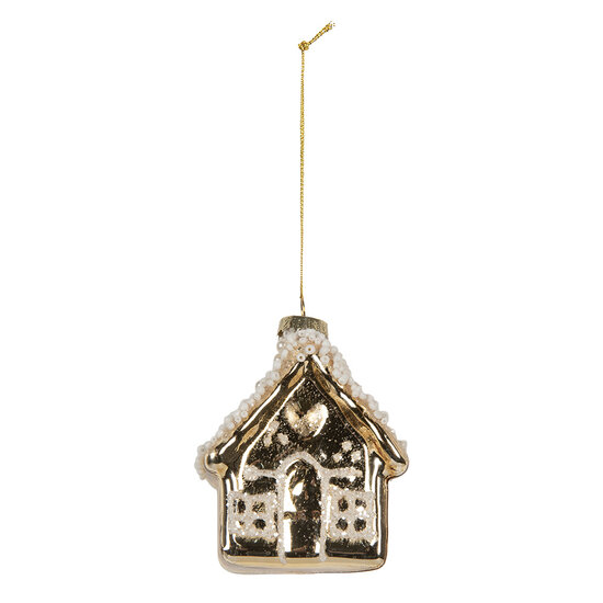 Clayre &amp; Eef   | Kersthanger Goudkleurig Wit 7x7x9 cm | 6GL5268