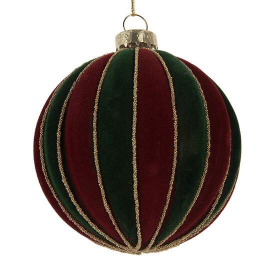 Clayre &amp; Eef   | Kerstbal Rood Groen &oslash; 8x8 cm | 6GL5283
