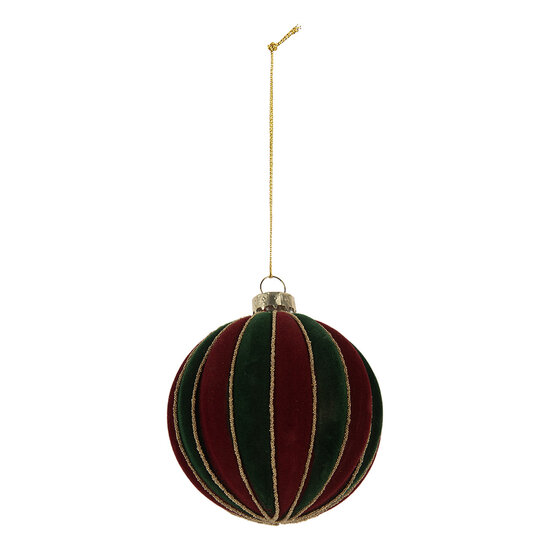 Clayre &amp; Eef   | Kerstbal Rood Groen &oslash; 8x8 cm | 6GL5283