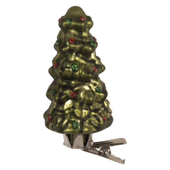 Clayre &amp; Eef   | Knijper kerstornament Kerstboom Groen &oslash; 4x9 cm | 6GL5318