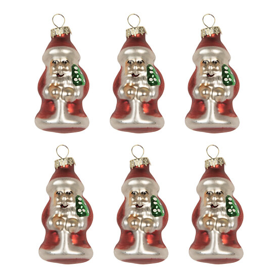 Clayre &amp; Eef   | Kersthanger (set 6) Rood Zilverkleurig &oslash; 3x35 cm | 6GL5322