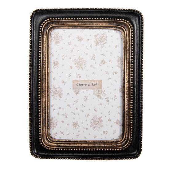 Clayre &amp; Eef   | Fotolijst Zwart Goudkleurig 15x2x20 cm / 10x15 cm | 2F1284