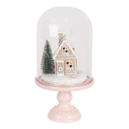 Clayre & Eef | Glazen Stolp met decoratie Roze LED ø 17x30 cm / 2xAAA | 6GL5191