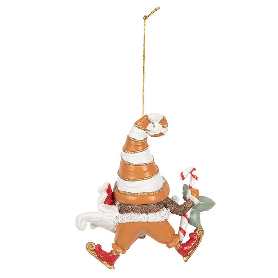 Clayre &amp; Eef   | Decoratie hanger kerstman Oranje Wit 8x4x10 cm | 6PR5302