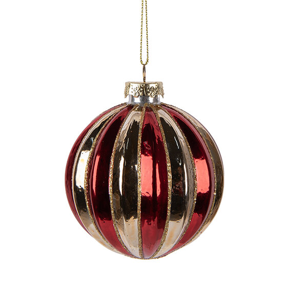 Clayre &amp; Eef   | Kerstbal Goudkleurig Rood &oslash; 8x8 cm | 6GL5135