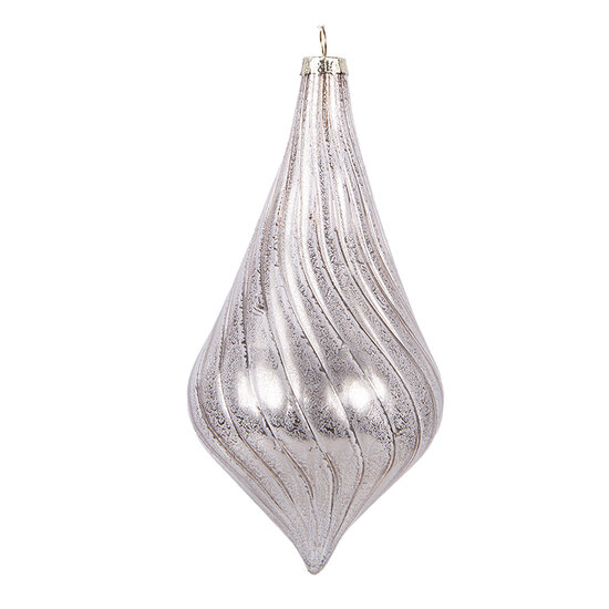 Clayre &amp; Eef   | Kerstbal Zilverkleurig &oslash; 8x17 cm | 6GL5143